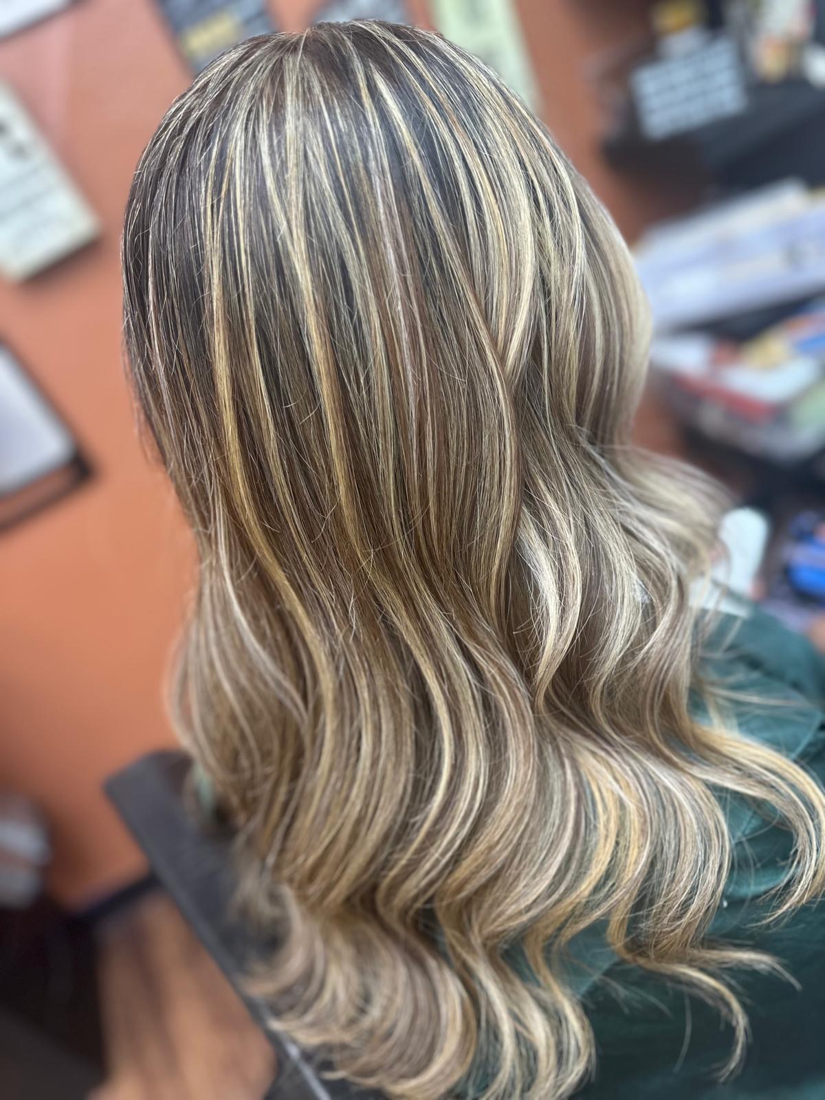 Dimensional blonde highlights